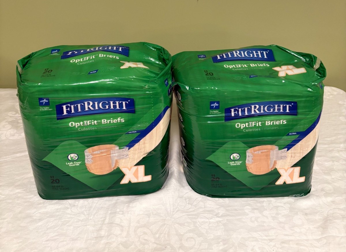 40 Medline Fitright OptiFit Ultra Briefs XL for Waists 56″ – 64″