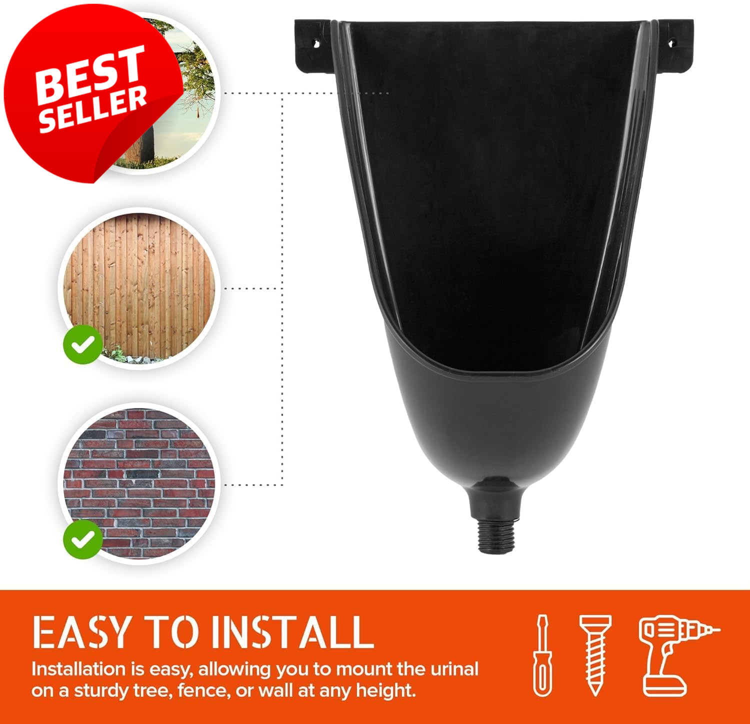 Waterless Urinal for Men White Plastic Wall Mount Urine Diverter Outdoor US