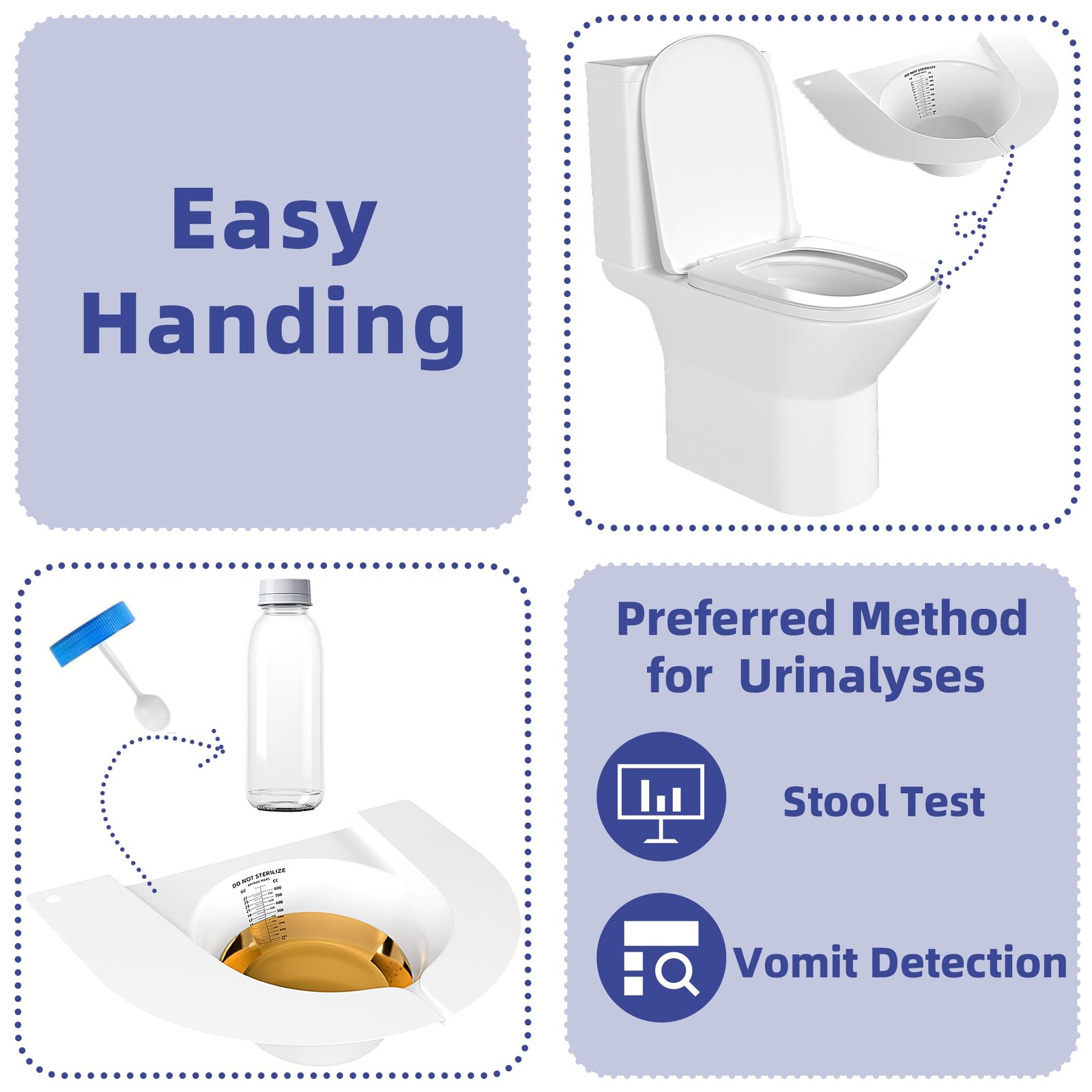Urine Hats for Toilets, Specimen Collection Pan, 27oz/800cc Universal Toilet …