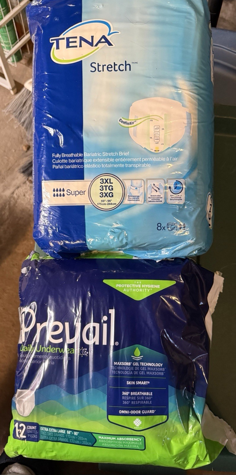 lot of 2 TENA & PREVAIL (brief & Underwear) adults