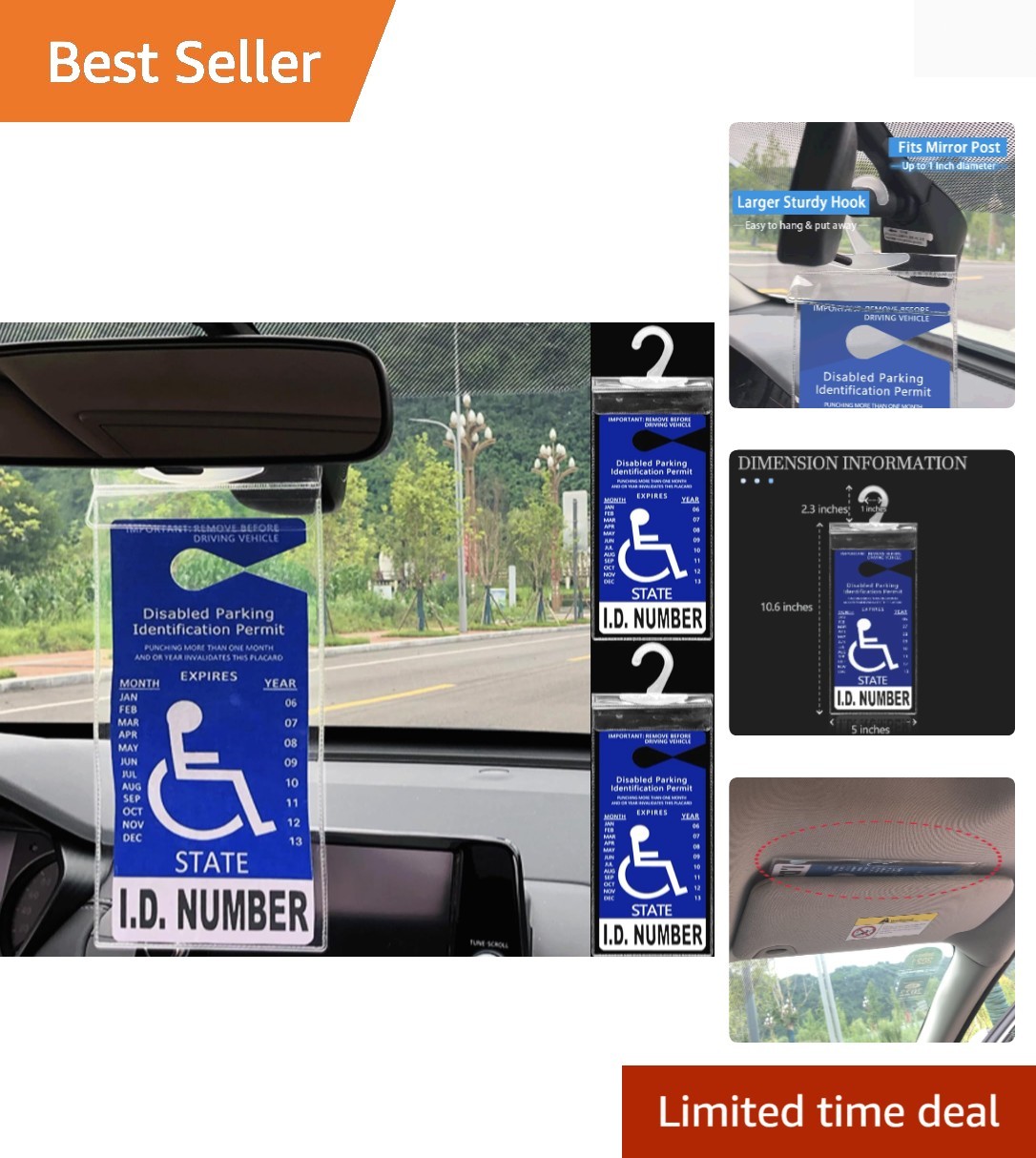 2 PCS Handicap Placard Holder for Auto, Ultra Transparent Handicapped Placard…