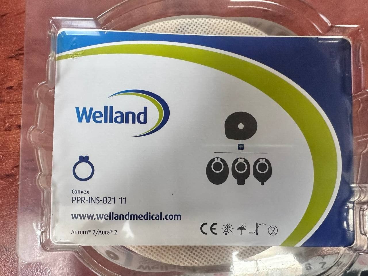 WELLAND 5X Hydrocolloid convex flanges 70mm ring + belt loops honey 13-48mm