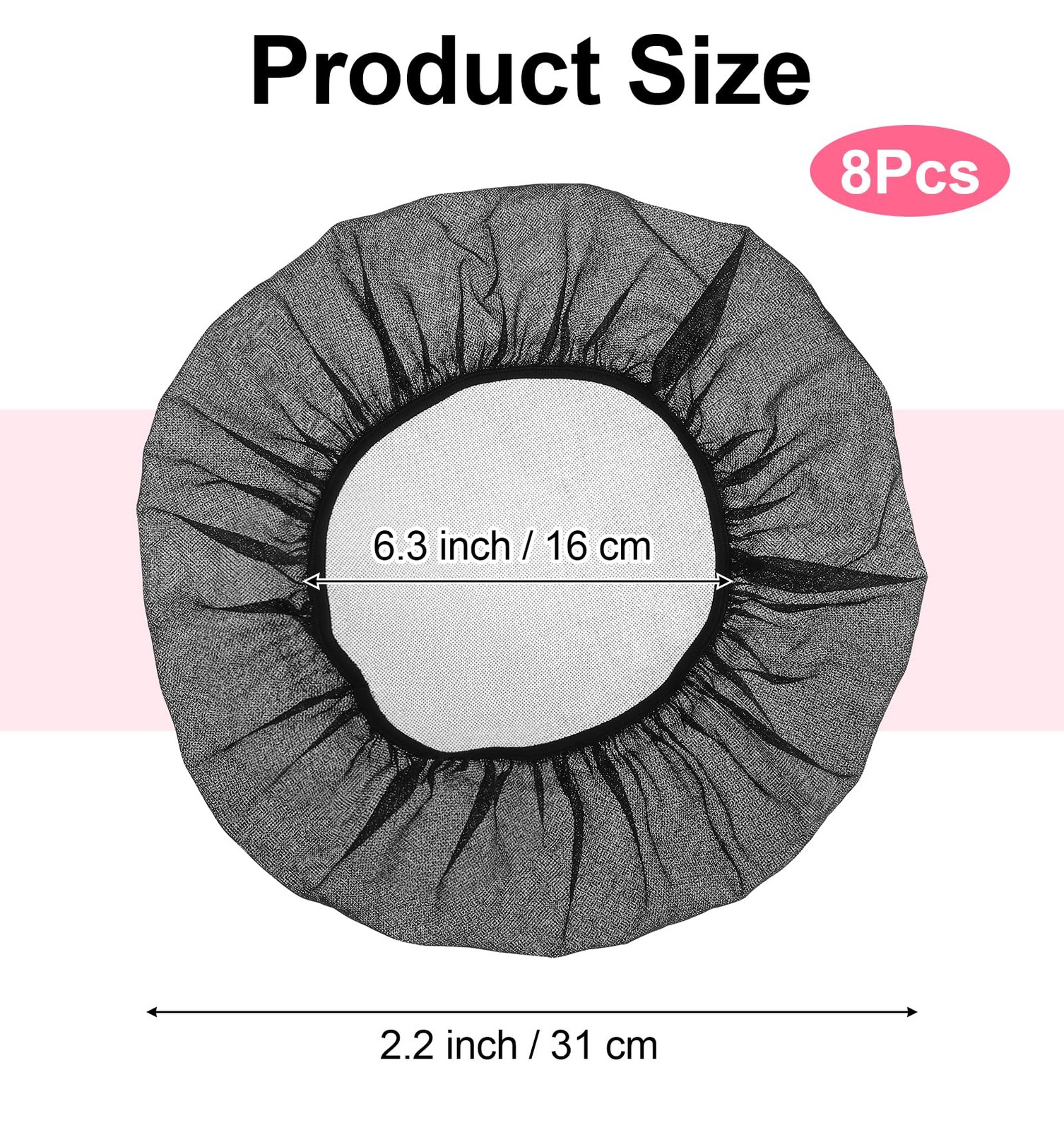 8Pcs Hair Net for Food , Cooking Hat Mesh Kitchen Cap Black