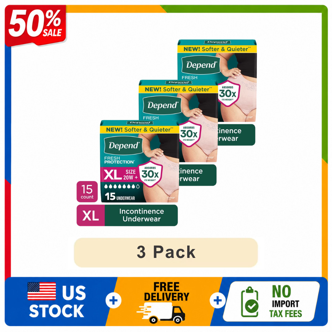 Depend Fresh Protection Women’s Incontinence Underwear XL 15 Count 3-Pack