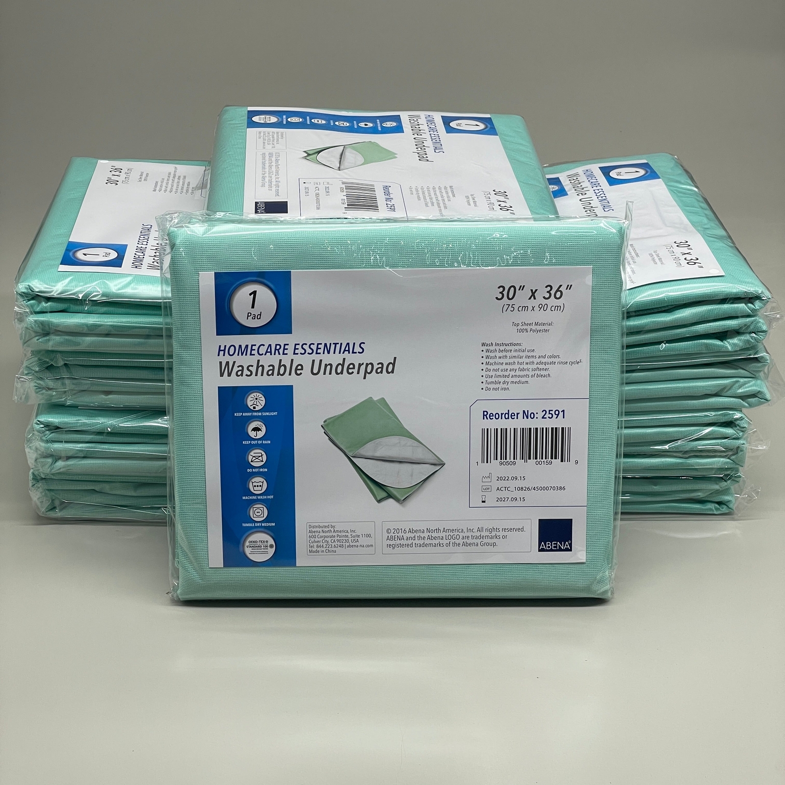ABENA Home Care Essentials (10 PACK) Washable Bed Underpad 30″x36″ Teal 2591