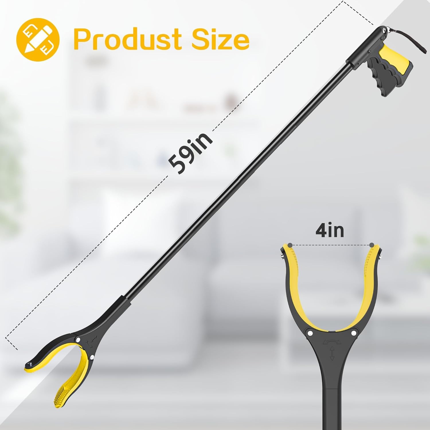 59 Inch Extra Long Grabber Reacher ToolPick up Stick for Seniors with Strong Gr