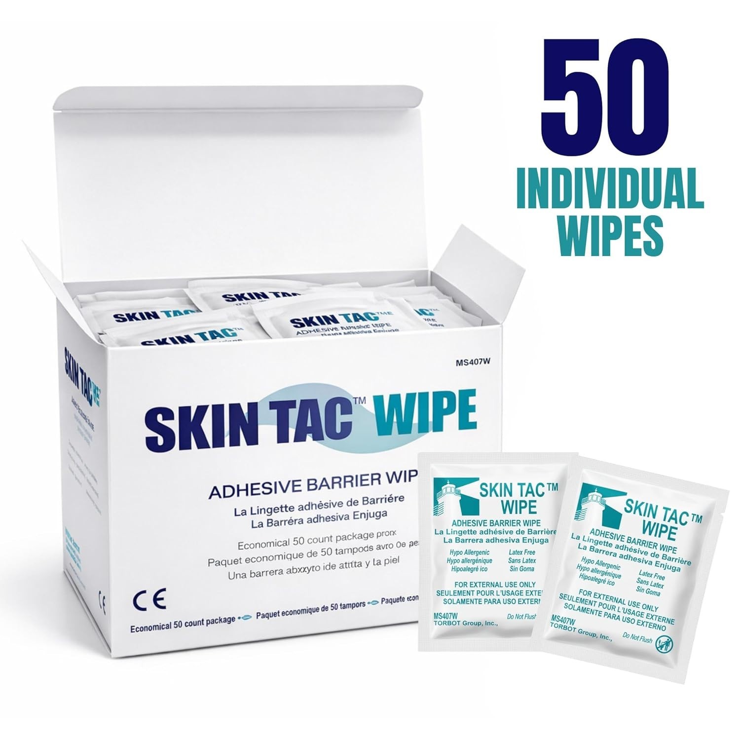 Skin Tac Hypoallergenic Wipes – 50 Count for Effective Ostomy Preparation