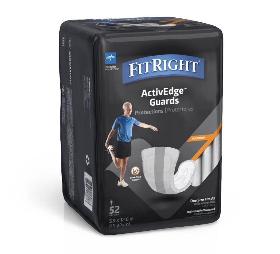Medline FitRight Active Guards for Men Adult 6×11″ One Size Moderate Absorb 52