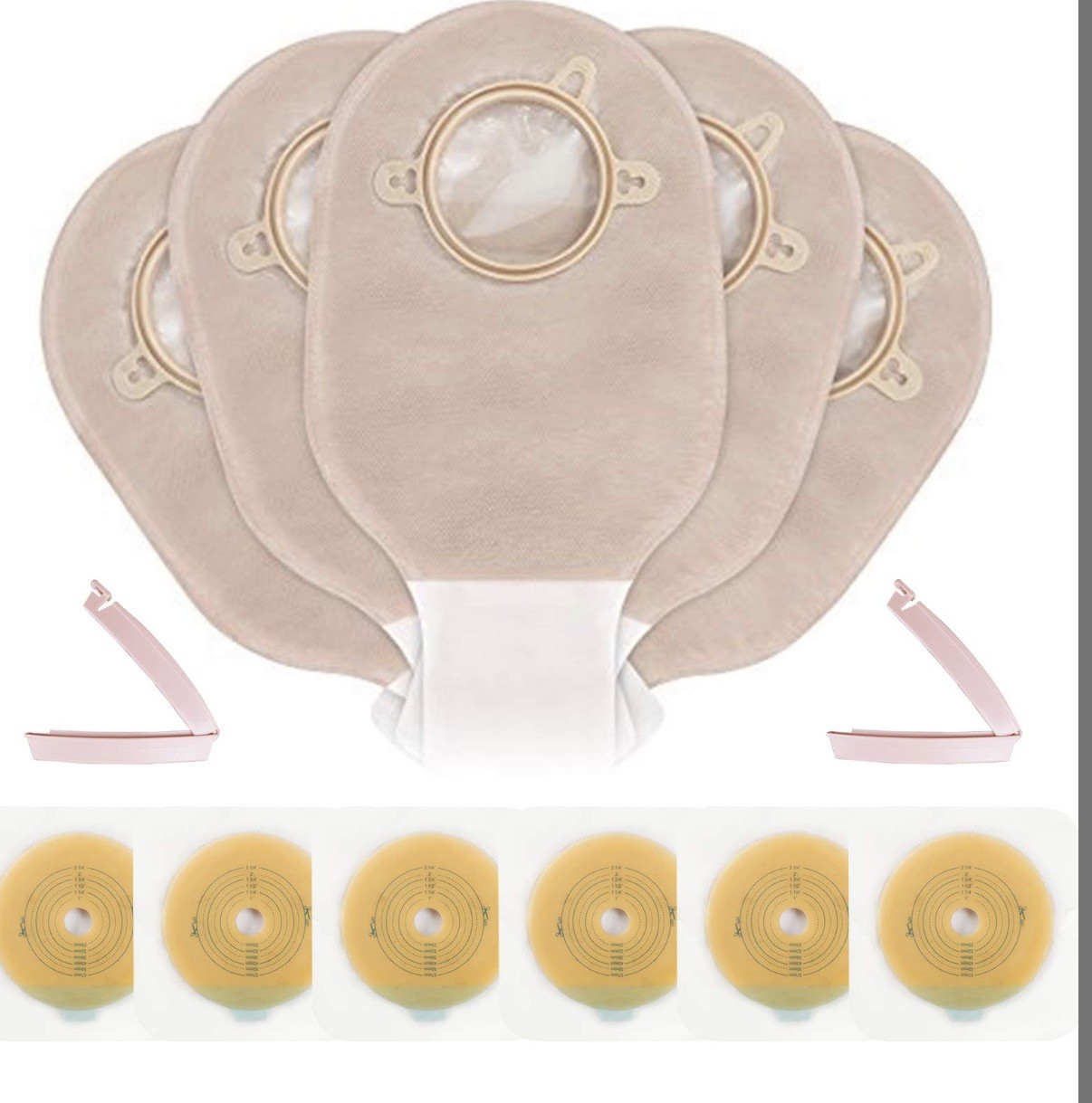 Carbou 41 PCS Ostomy Bags Colostomy Ileostomy Supplies Clamp Drainable Pouches