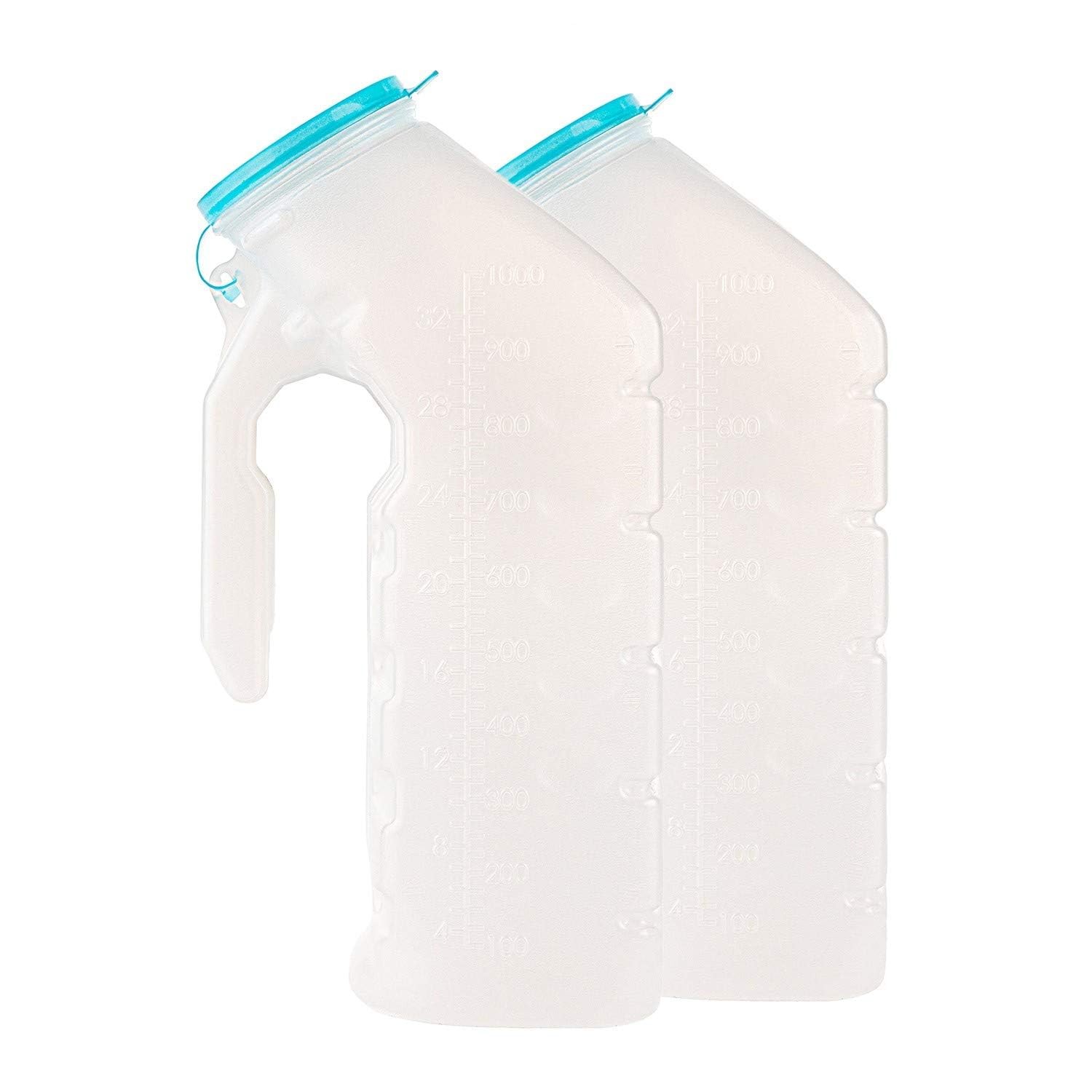 Male Urinal with Glow in The Dark Lid (2 Bottles) 2 Count (Pack of 1), White