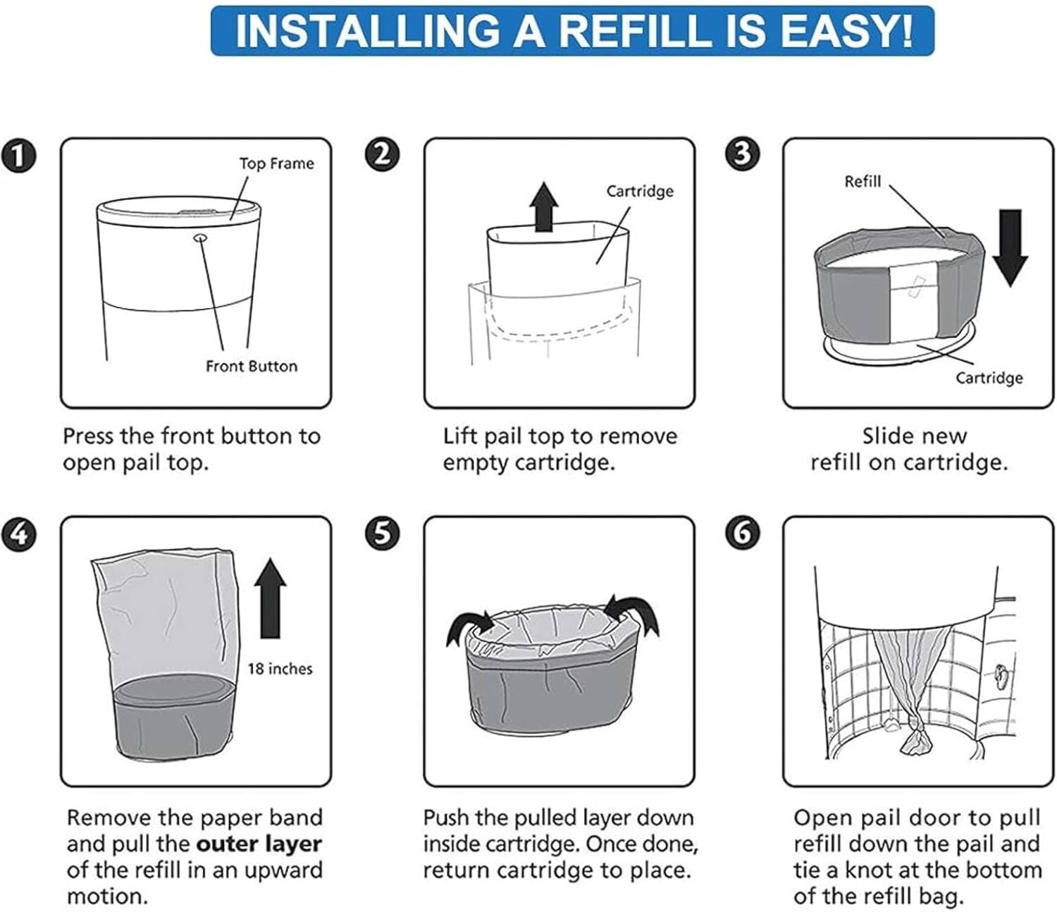 6 Pack Adult Diaper Liner Refills, Compatible with Janibell Akord 280 Slim Model