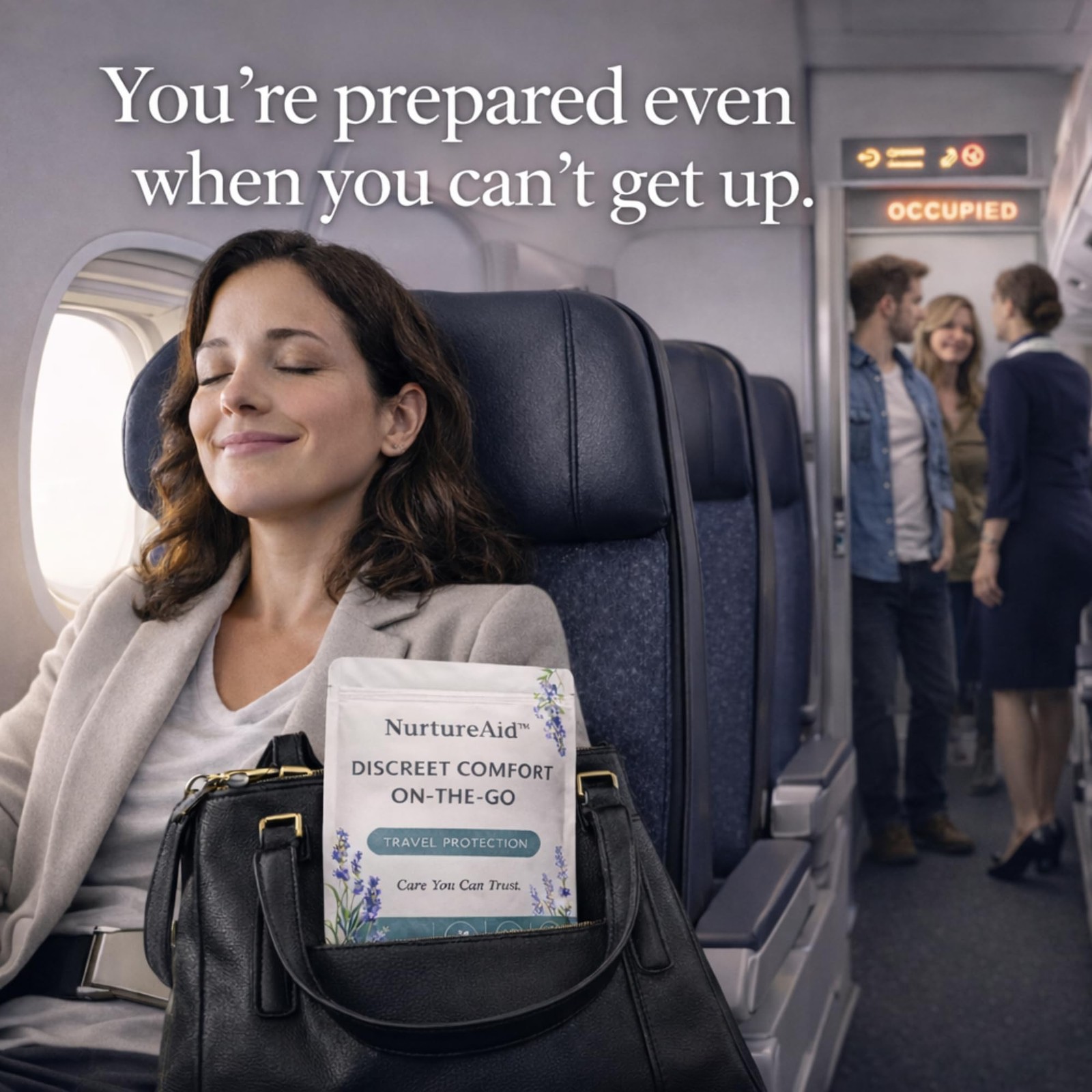 NurtureAid Incontinence Travel Kit Women Large 31-45in Underwear Wipes Cream Bag