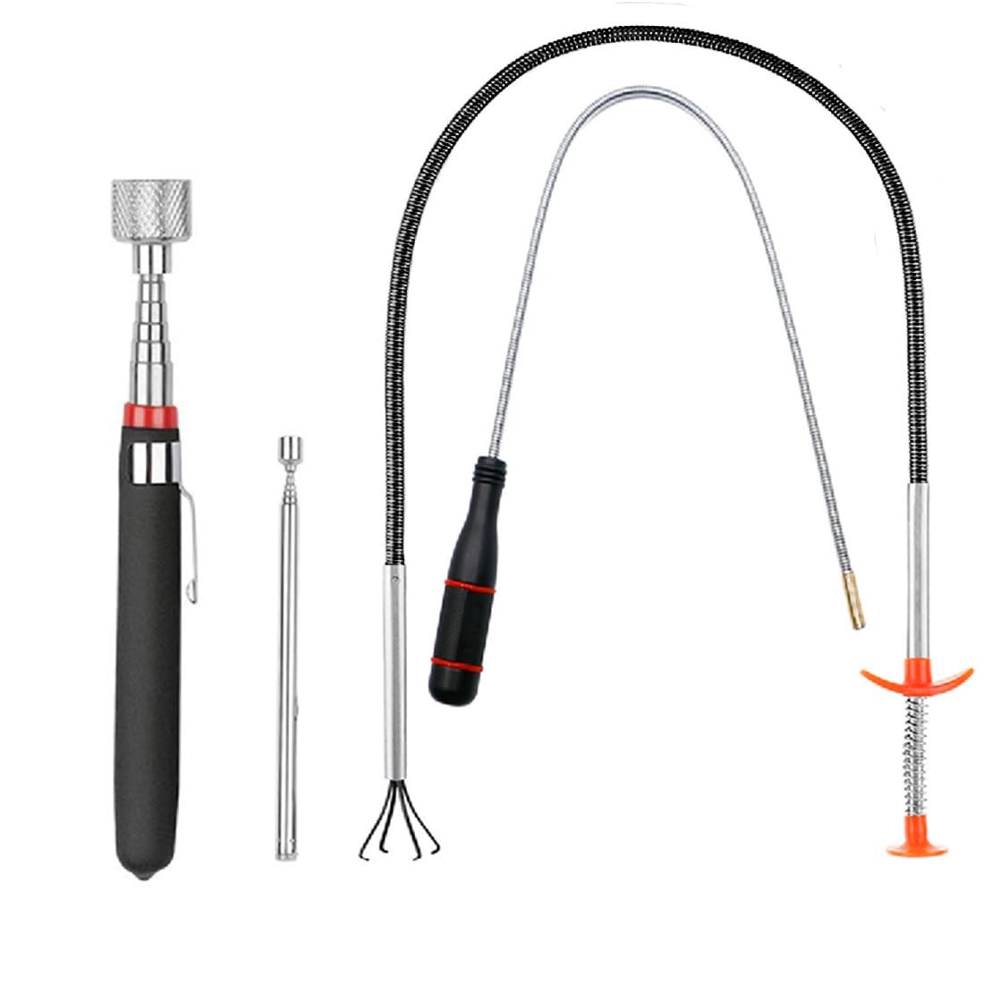 Magnetic Pickup Tool Set Telescoping Flexible Grabber 4 Pack Auto Repair