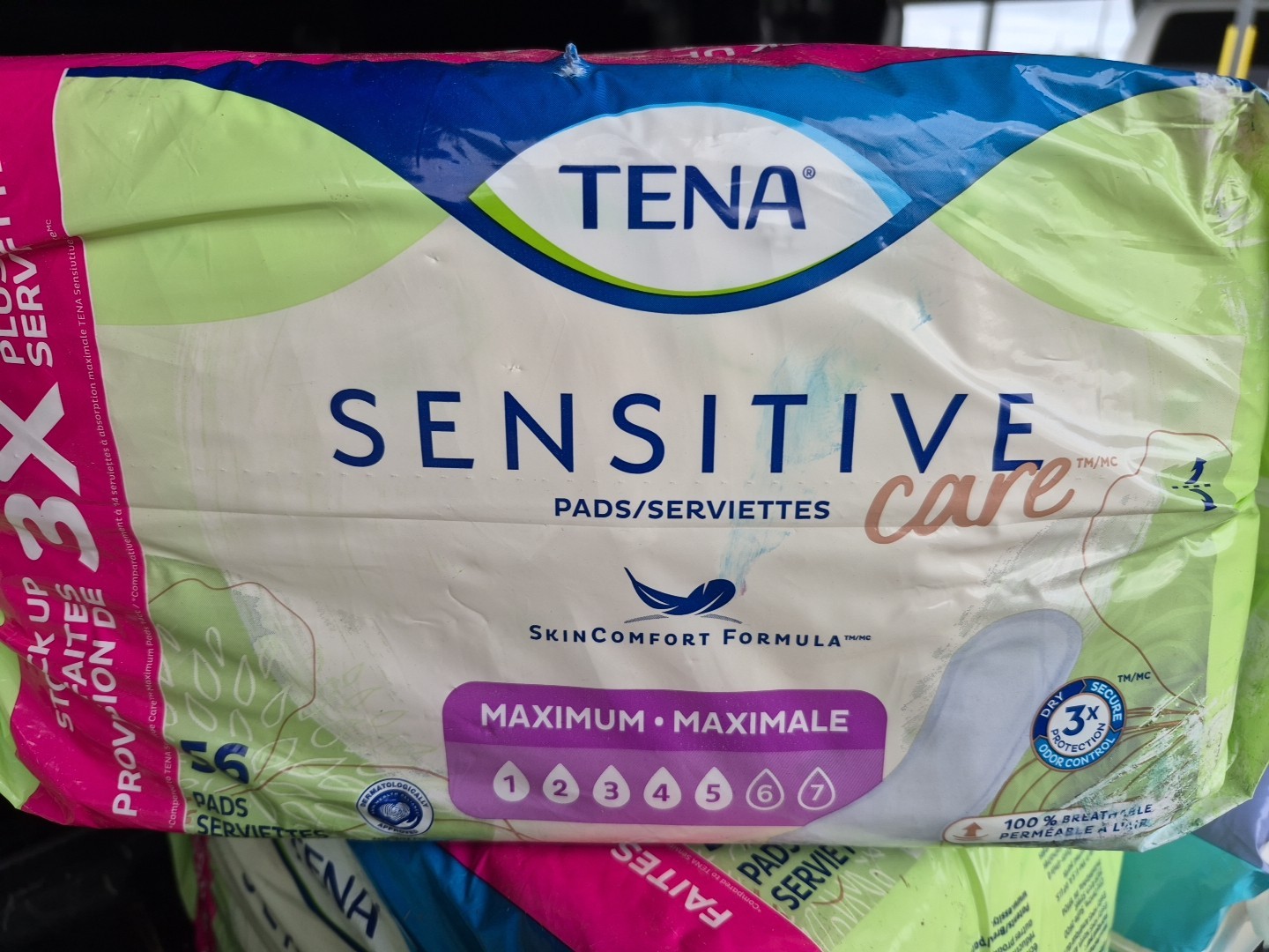 TENA Sensitive Care Maximum Incontinent Pad Regular Length 56 Ct