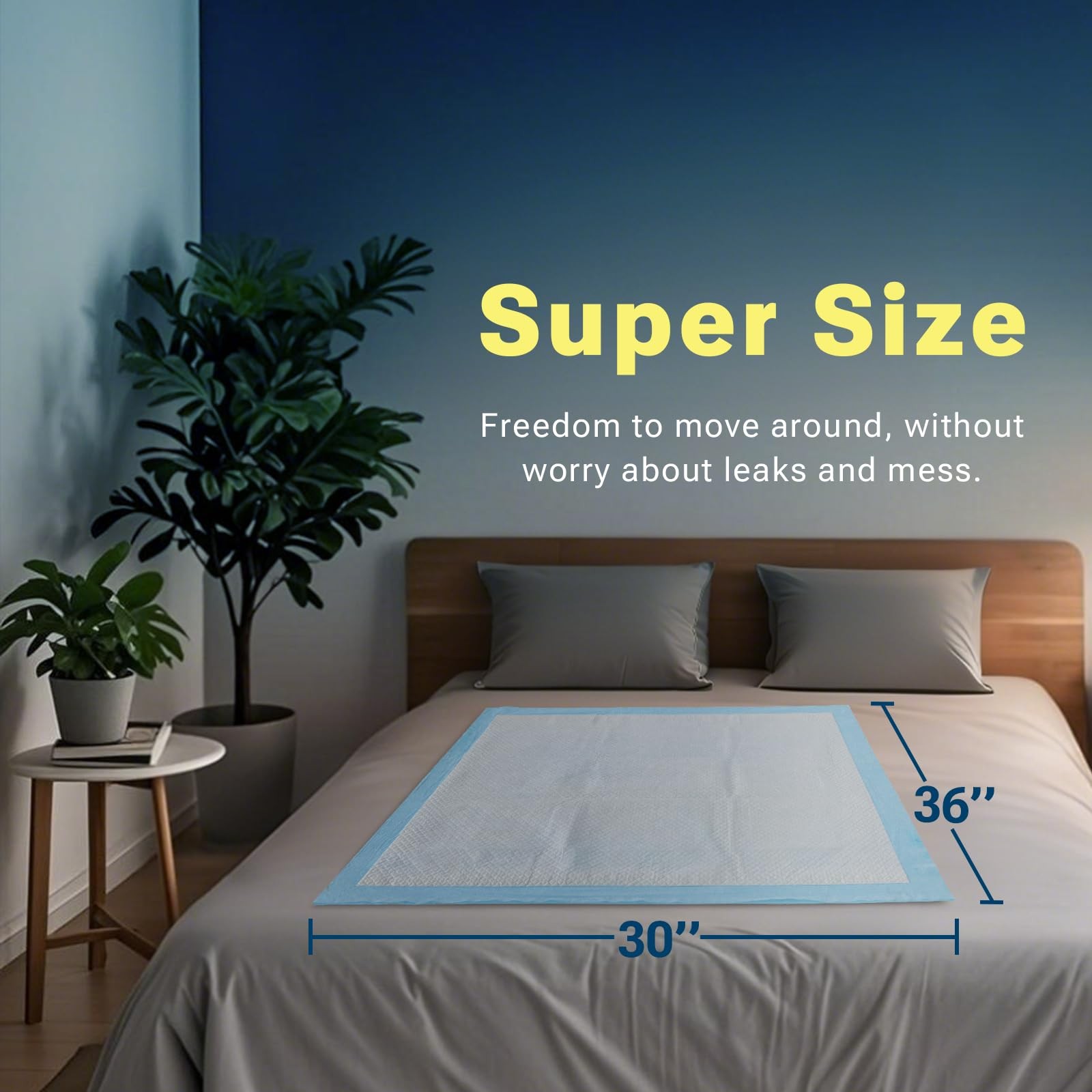30 x 36 50 Count Super Absorbency Disposable Bed Pads for Adults, Leakproof Quic