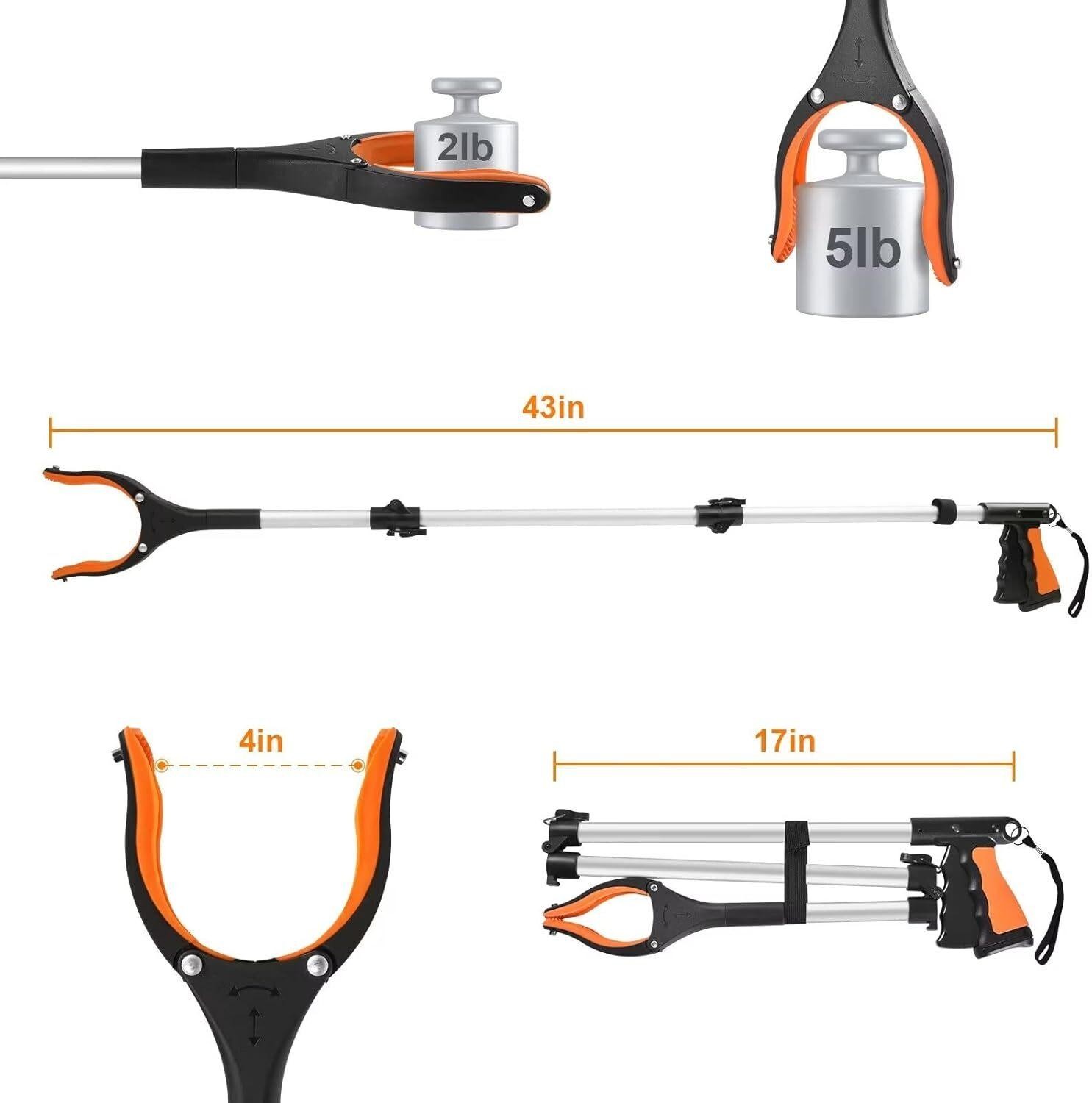 43 Industrial Grabber Tool Heavy Duty Pick Up Stick Hand Grip Reach Trash Picker
