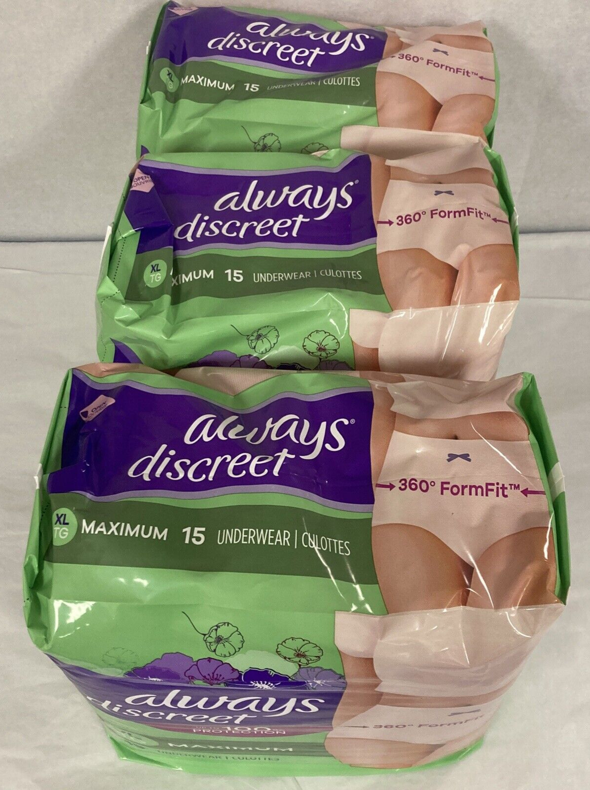 Always 88761 Underwear for Women, XL, 3 x 15 count
