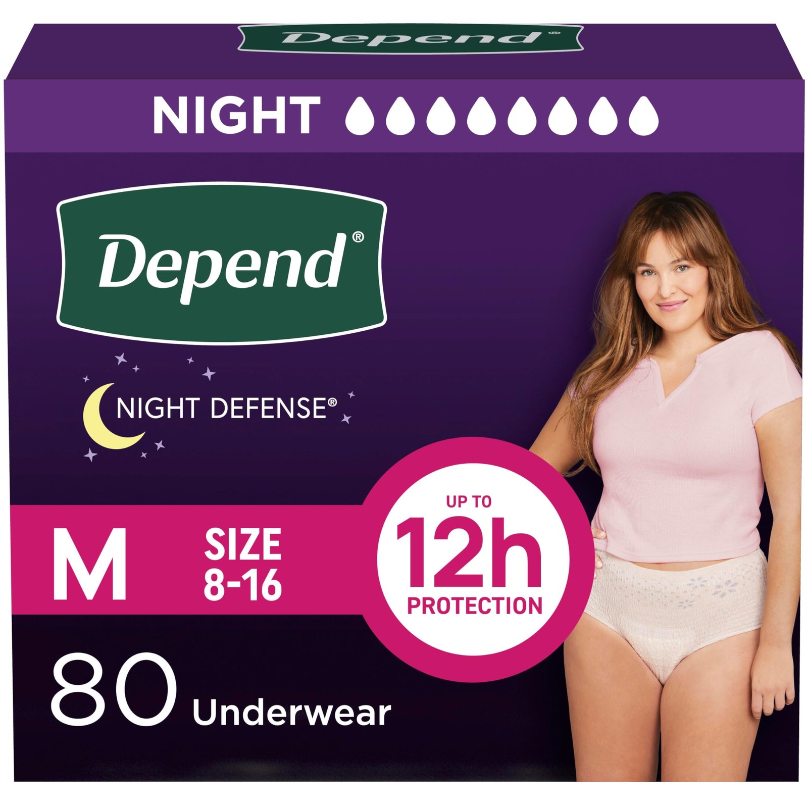 Overnight Incontinence Adult Diapers for Women, Disposable, 80 Count