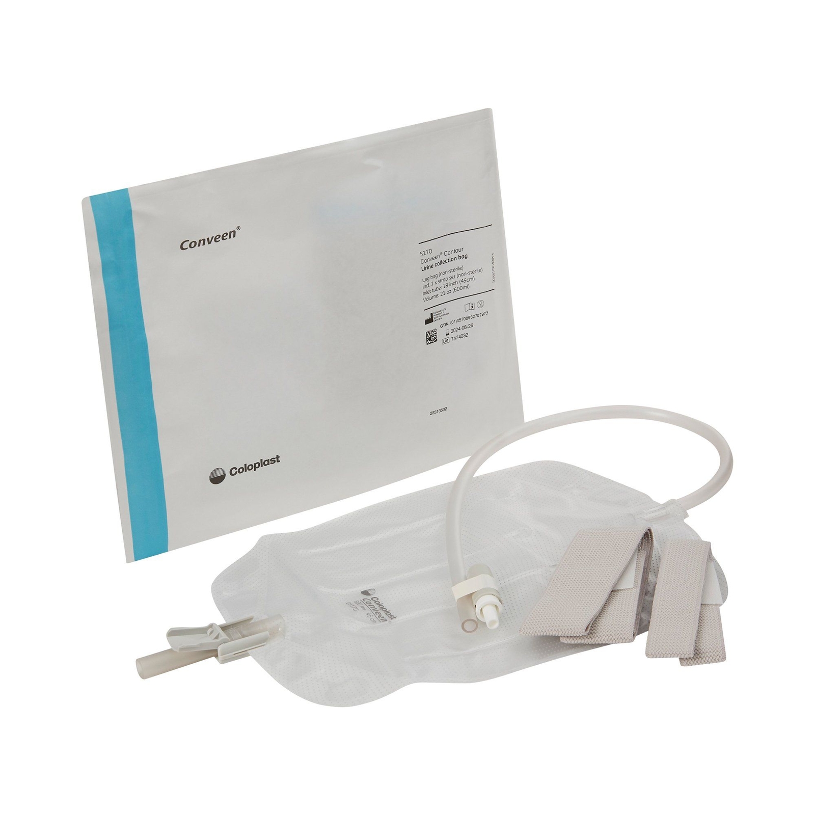 Conveen Security+ Urinary Leg Bag, 600 mL, Rubber (BX/10)