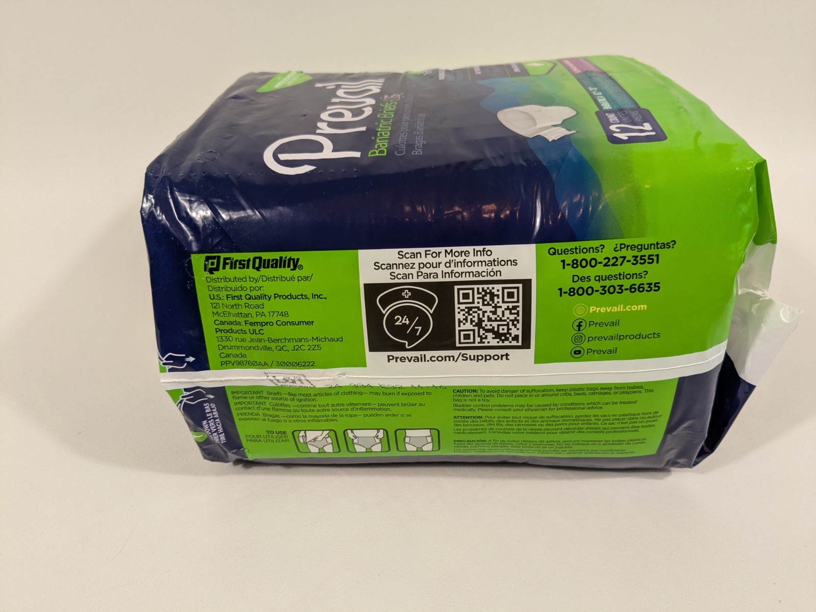 Prevail Bariatric A Incontinence Brief XXL Bariatric Ultimate 12 Ct 62″-73″
