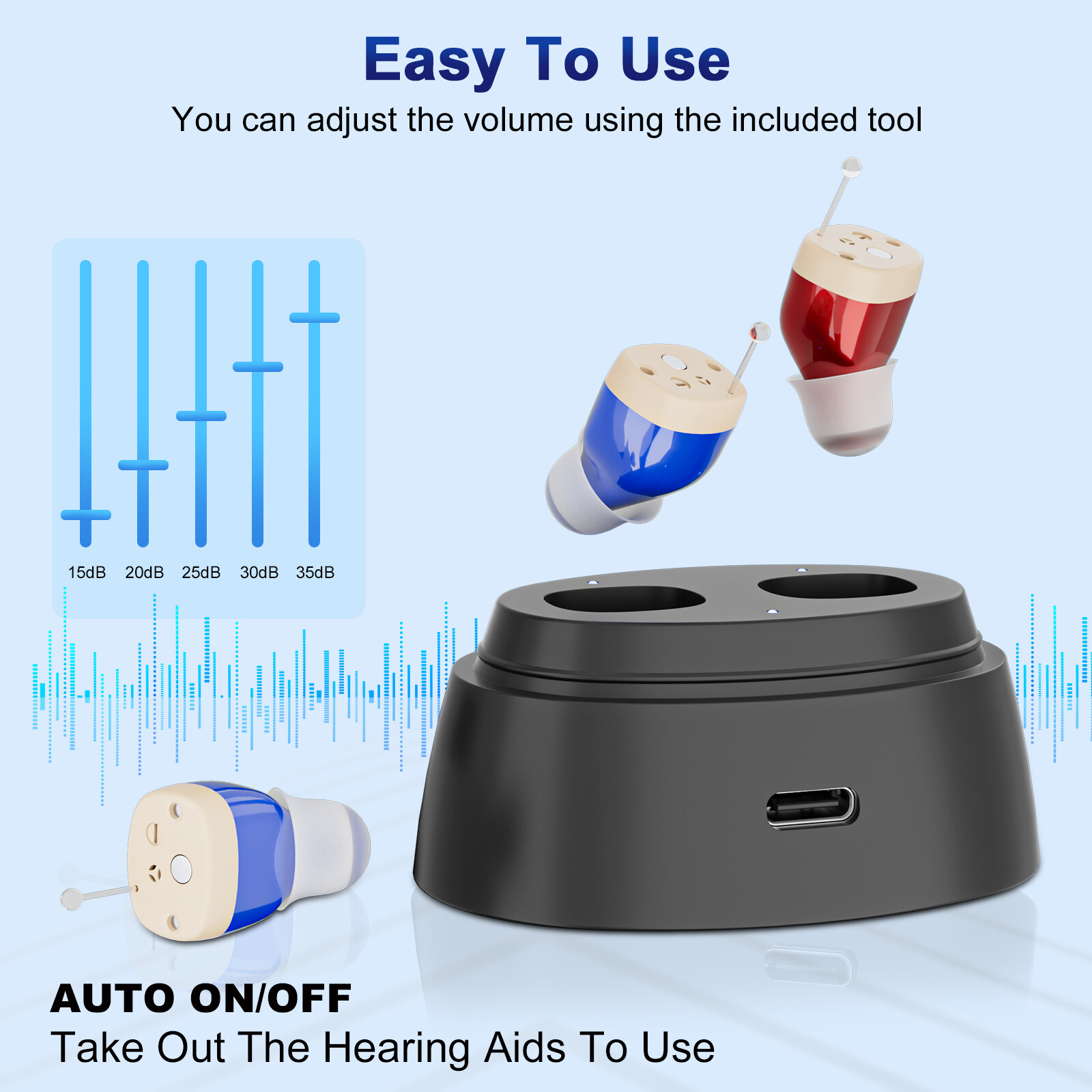 Hearing Aids Digital Invisible Cancelling Noise Sound Amplifier Rechargeable ITE