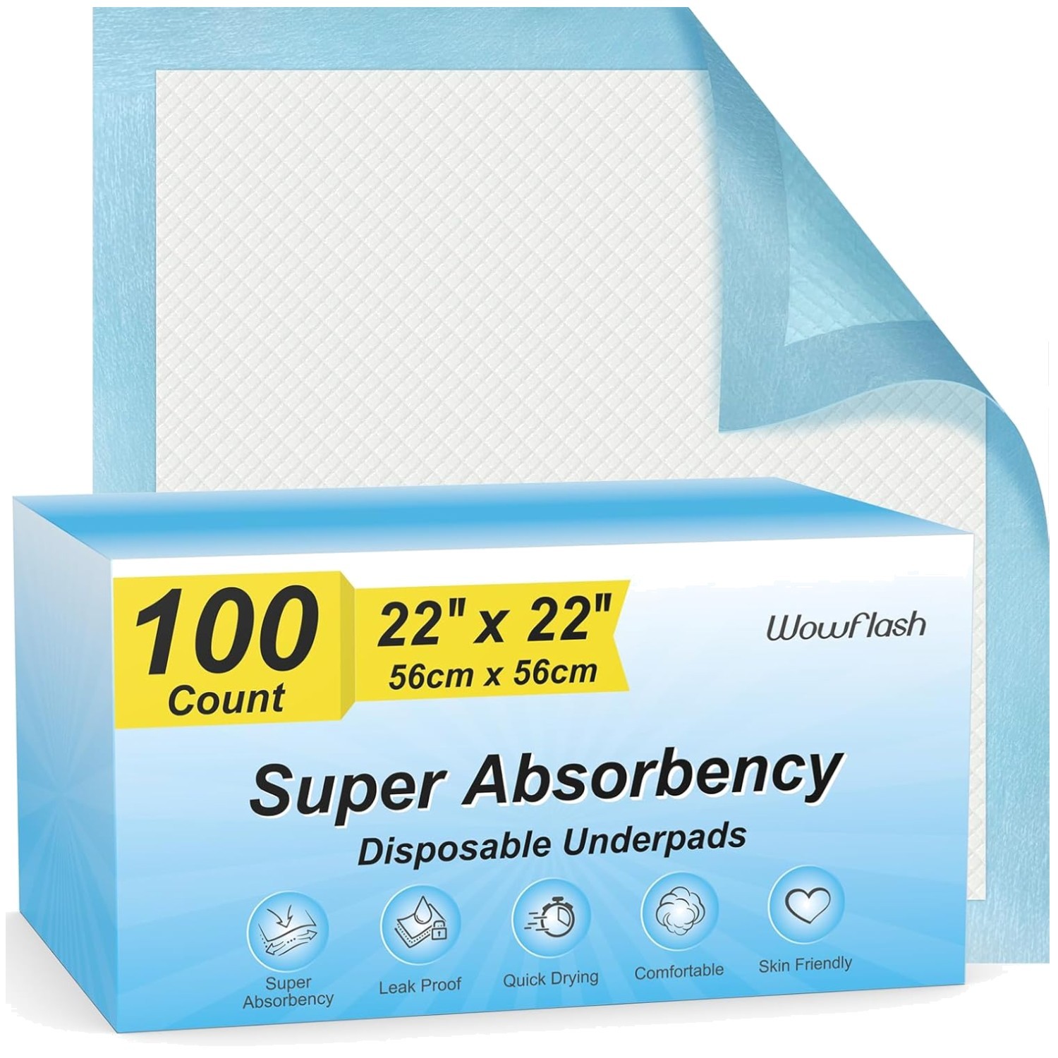 100 Count Super Absorbent Disposable Underpads, Leakproof