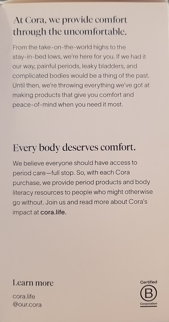 Cora 100% Organic Cotton Topsheet Bladder Liners, Regular Length (36 Count)