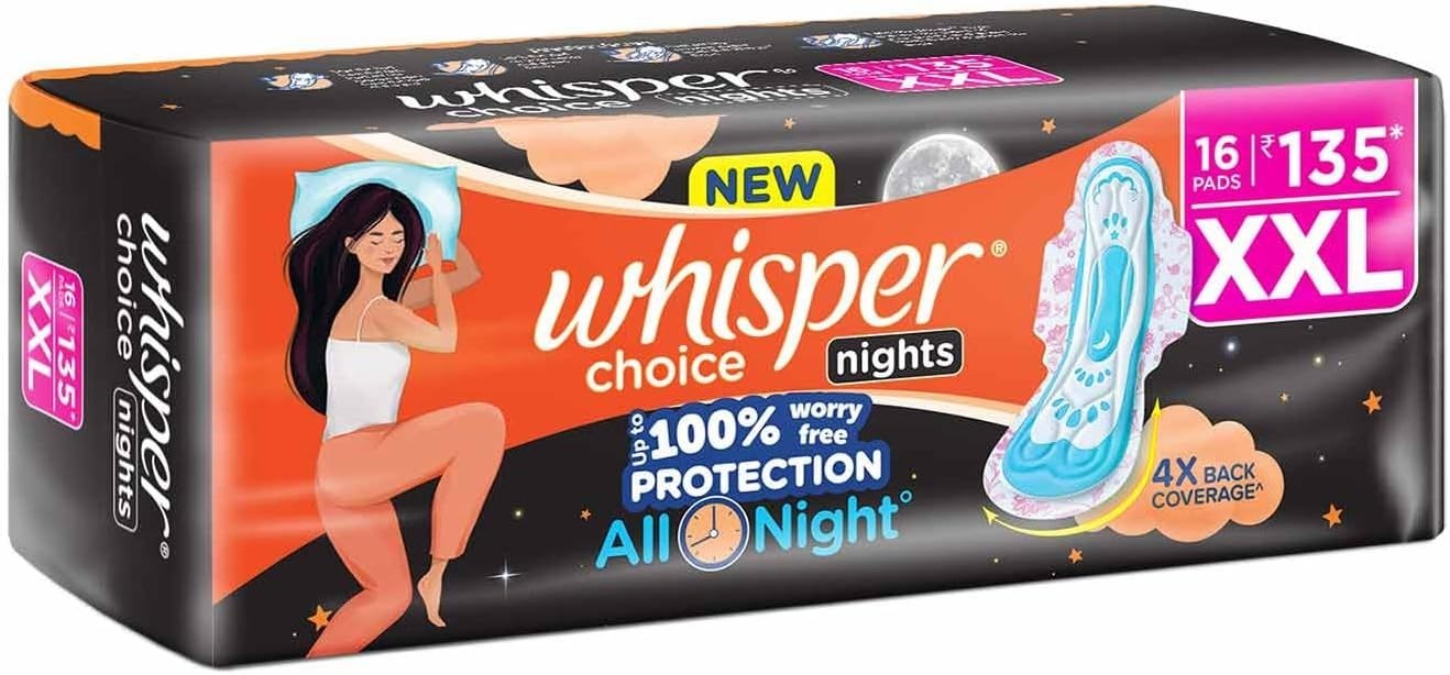 Choice Nights XXL Pads – 100% Leak Protection, Unscented, Cottony Soft, 16 Count
