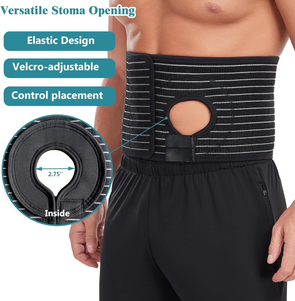 1PC Ostomy Belt with Stoma Hole Adjustable Colostomy/Ileostomy Support Men Women