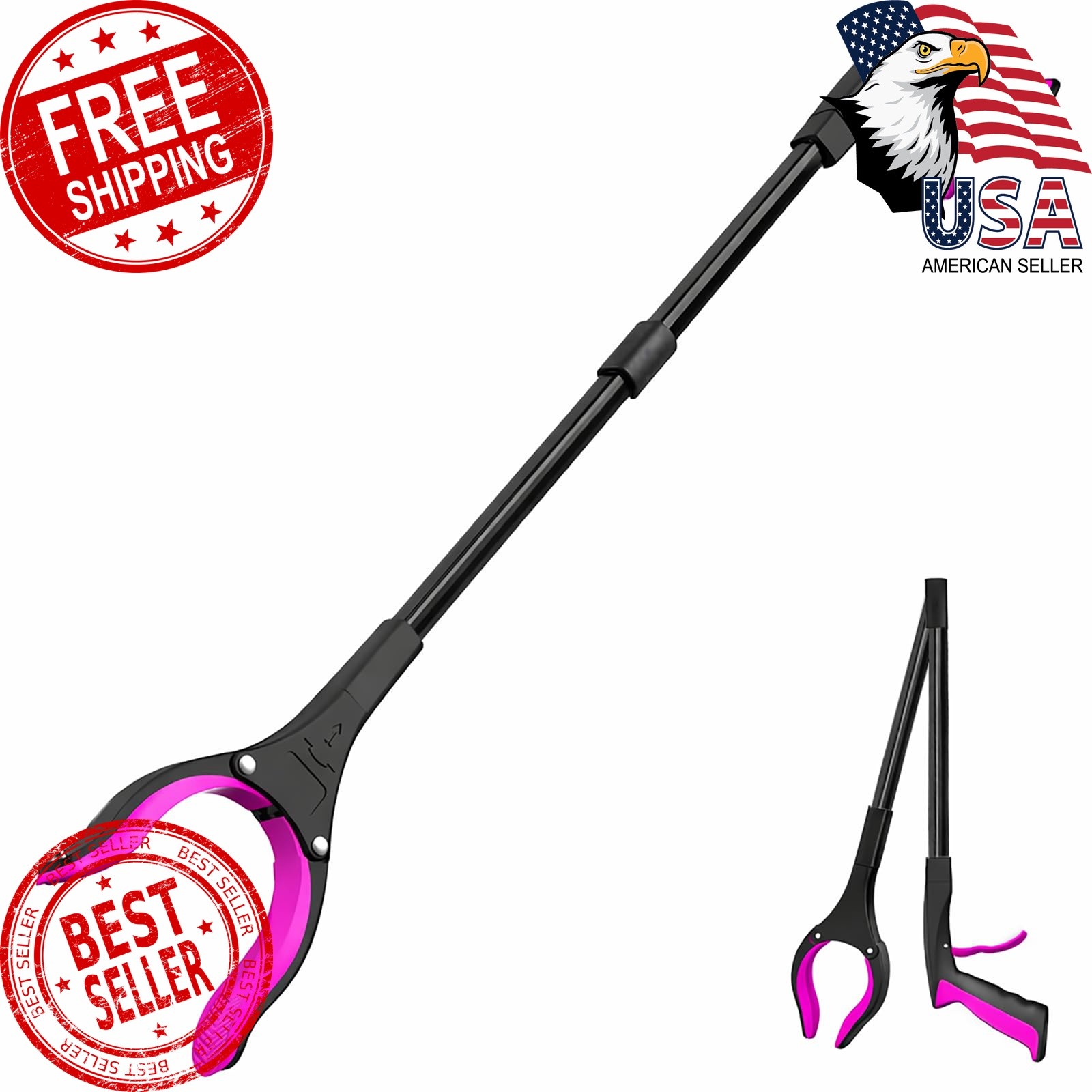 POPDA Grabber Reacher Tool 32″ Black Purple