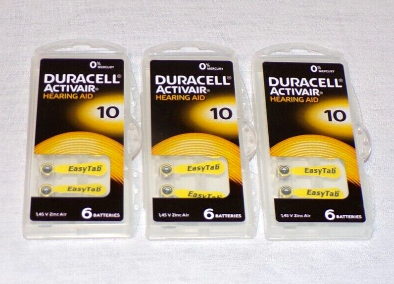 Lot 3 Duracell Activair Hearing Aid Batteries Size 10 8 Batteries Per Pack