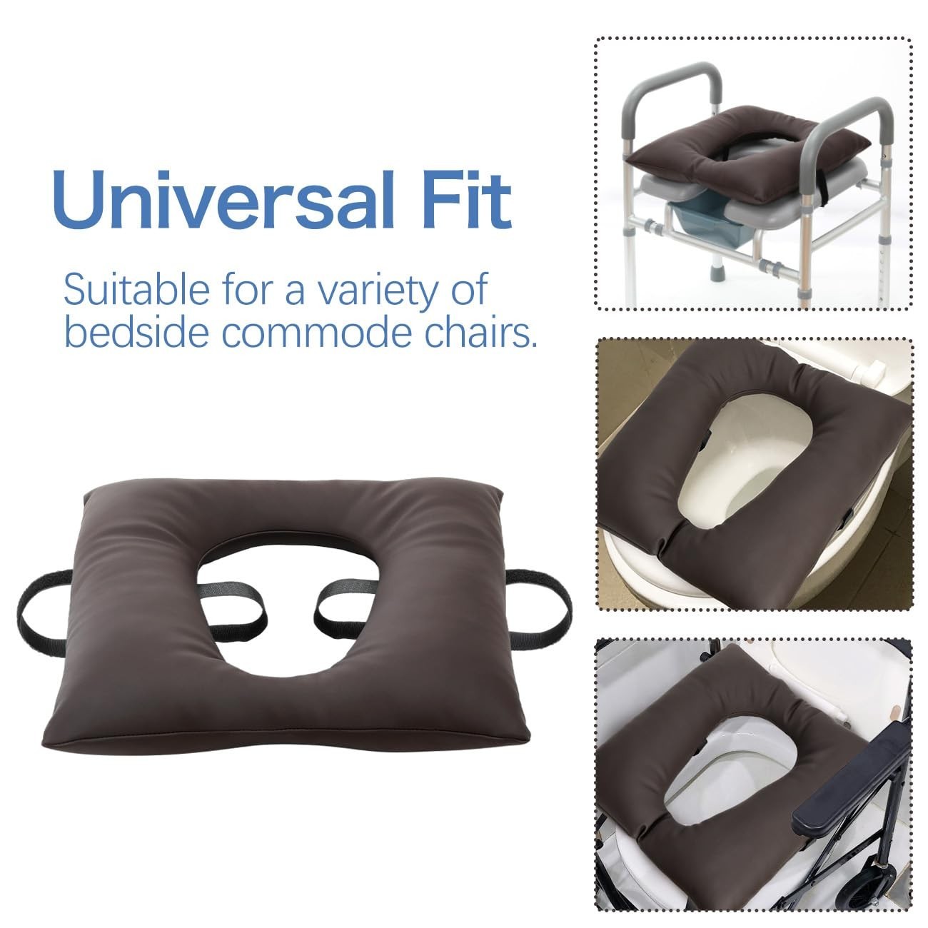 Bedside Commode Cushion Soft Seat Pad Toilet/Shower/Bedside Universal Fit Coffee