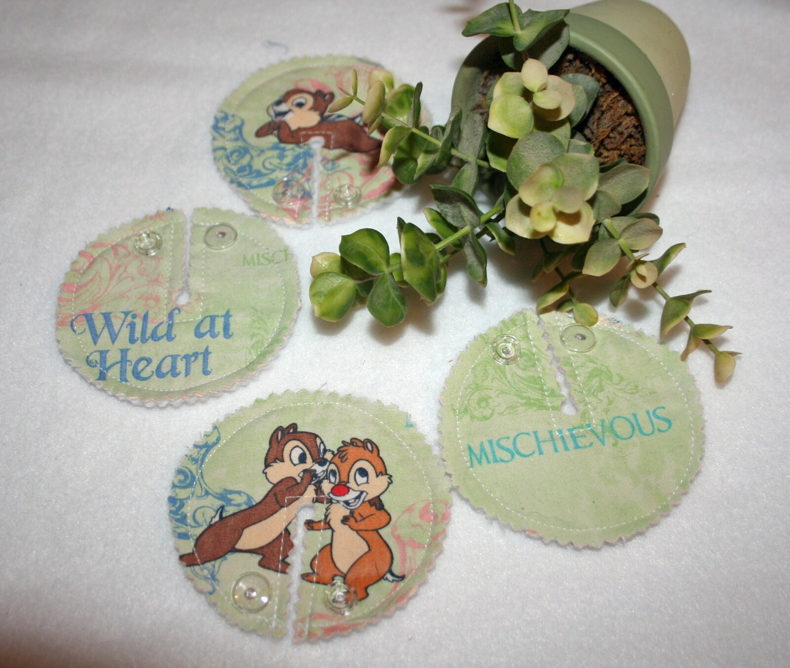 3.25 Inch Pads G-tube pads, Reclaimed Scrub Top!! Chip And Dale Set of 4