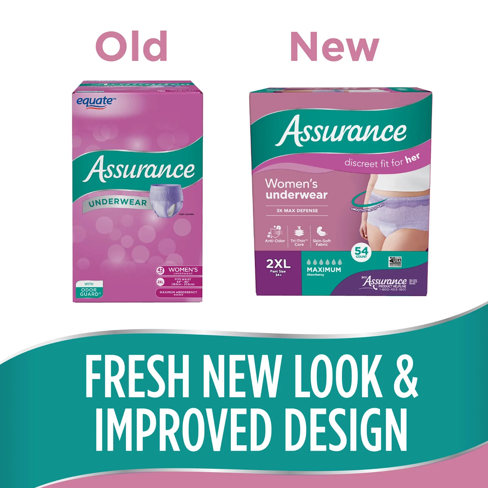 108 Count 2x 54 Assurance Women Incontinence Underwear Max Absorbency Size 2XL