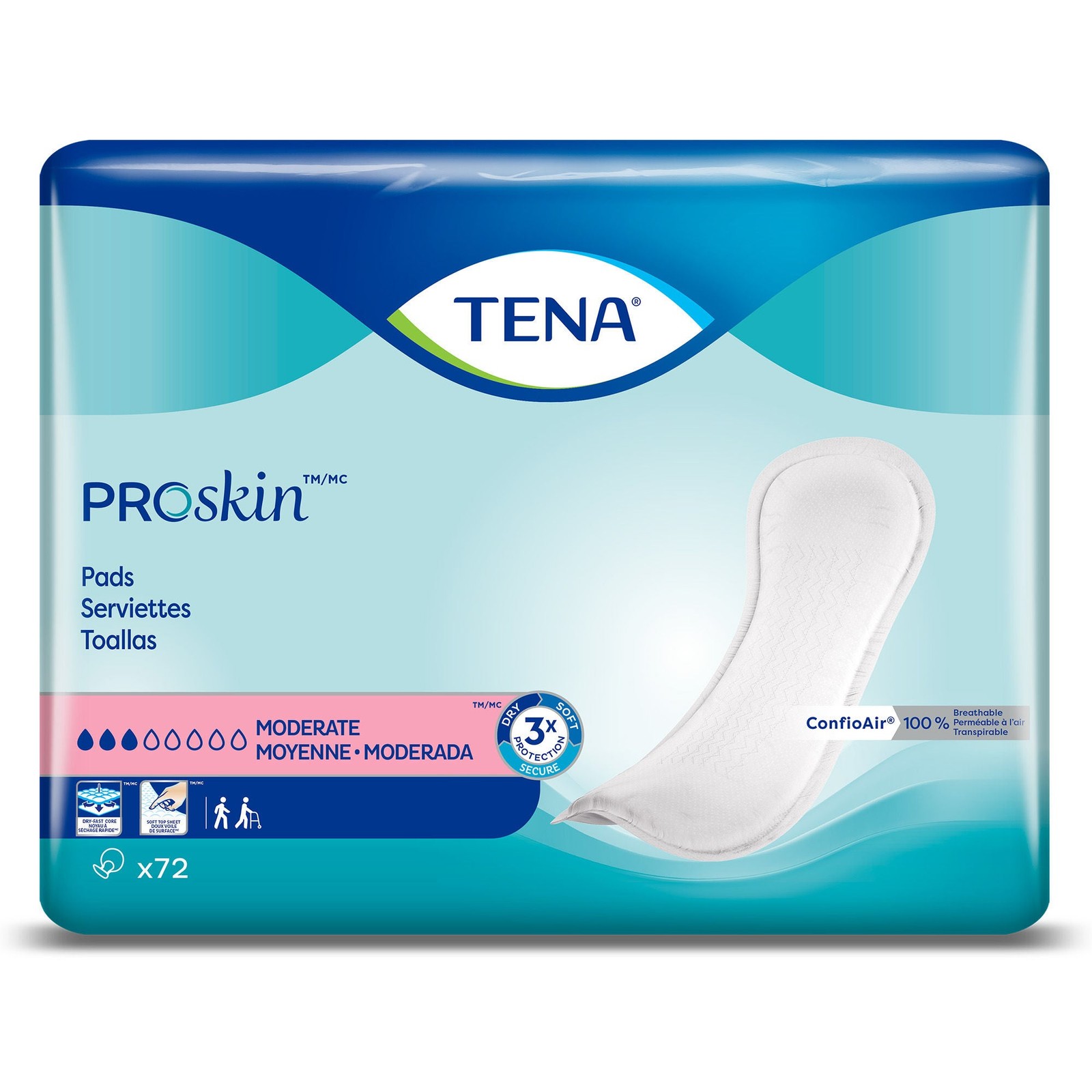 TENA Incontinent Pad 11″ L Regular Length Moderate 216 Ct