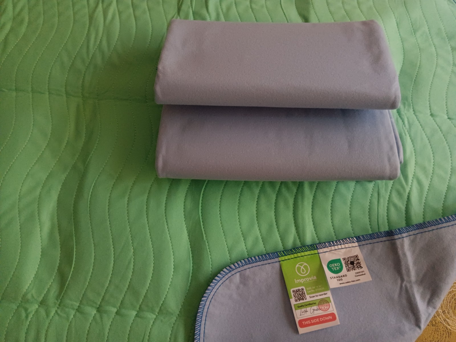 IMPROVIA Washable Underpads 34×36 Heavy Absorbency Reusable Incontinence 3 Pack