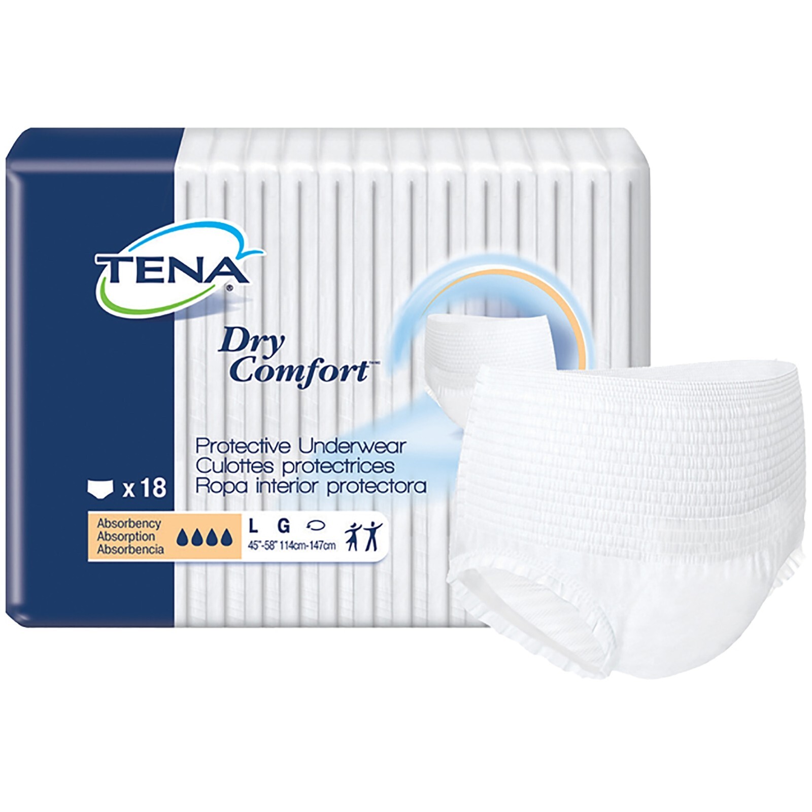 Tena Dry Comfort Pull On Underwear, Moderate Abs., Large, 72423, Case of 72