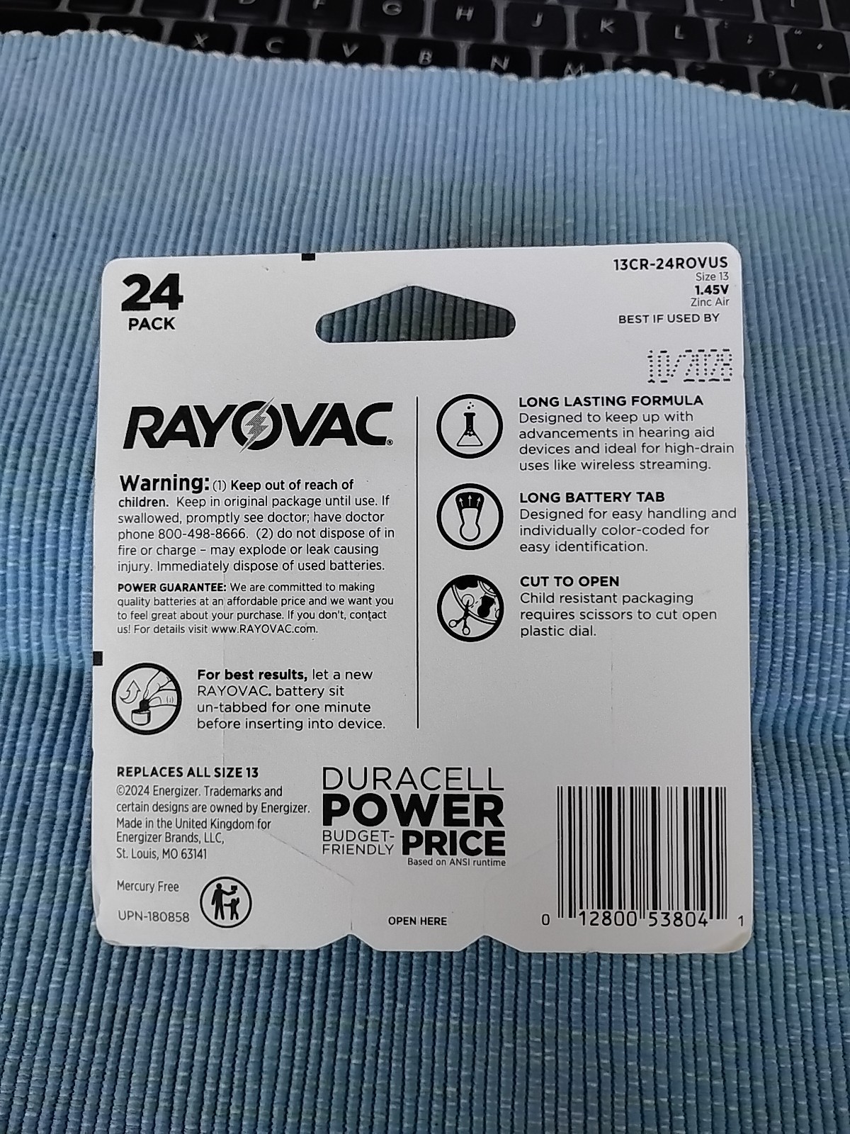 Rayovac Hearing Aid Battery Size 13 Orange 24pk: 1.45V, 72mAh – BRAND NEW Box9