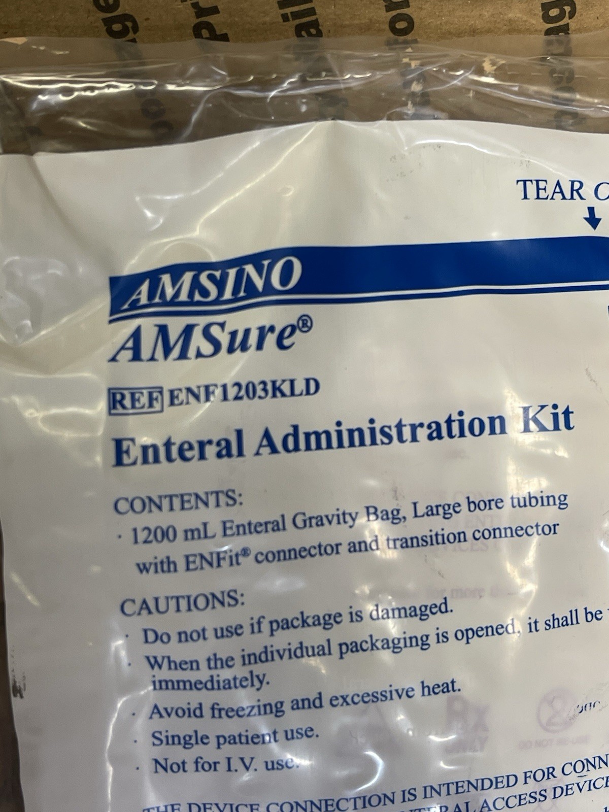 Lot of 8 Amino AMSure Enteral Gravity Bag 1200 ml with Enfit Connector 08/2028