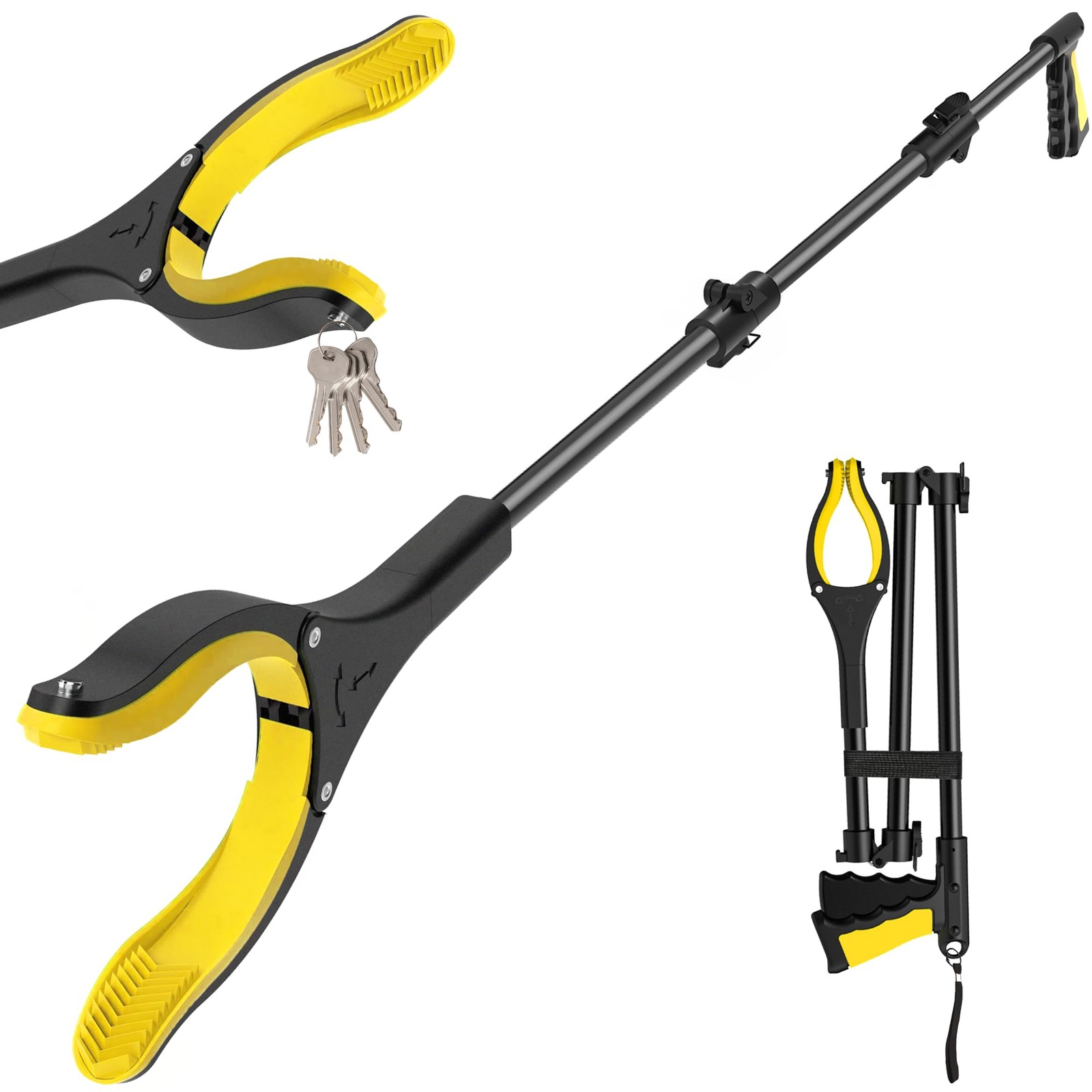 44 Inch Extra Long Grabber Reacher Tool，Foldable Trash Pick Up Stick for Senior