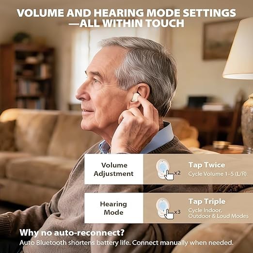 ABLEGRID Rechargeable OTC Hearing Aids for Seniors Adults, In-Ear Touch Control