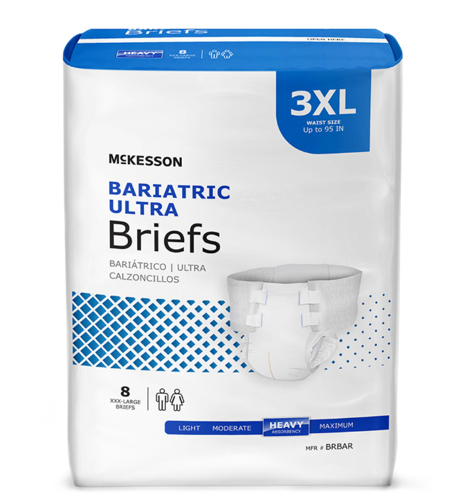 McKesson Bariatric Ultra Briefs 3XL Incontinence 32ct Heavy Absorbency