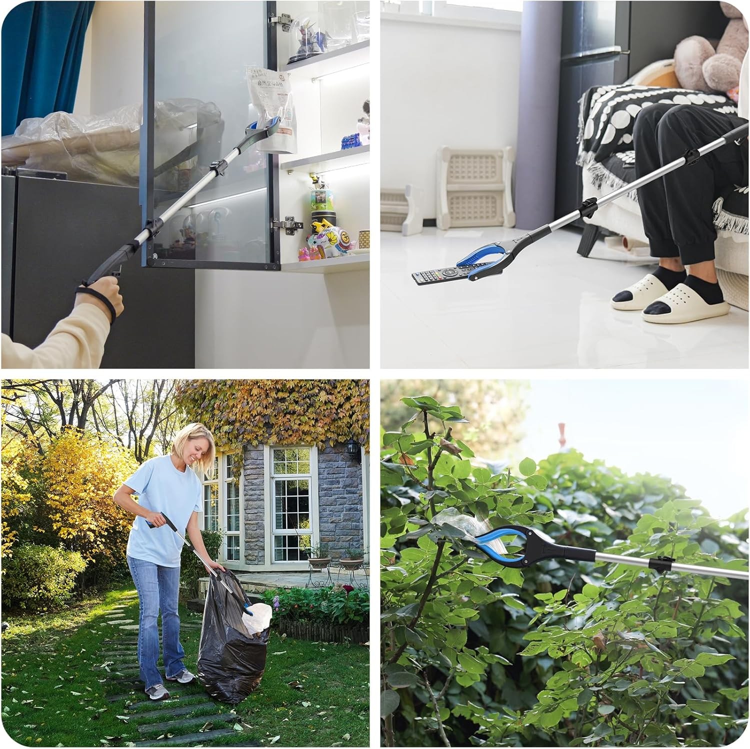36 Inch Foldable Grabber Reacher Tool Anti-Slip 360° Rotating Jaw Magnetic Tip