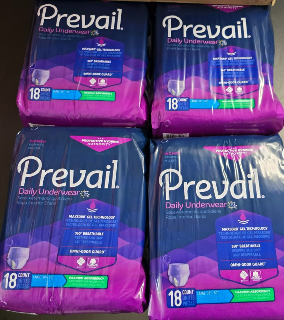 Prevail Adult Underwear for Women, Size Large, 72 Count – PWC-513/1