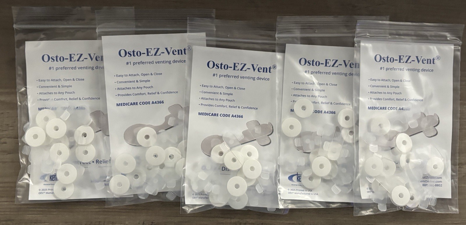 Lot Of 5 Kem Osto EZ Vent A4366 Ostomy Pouch Venting System 5 Pack Of 10 Vents