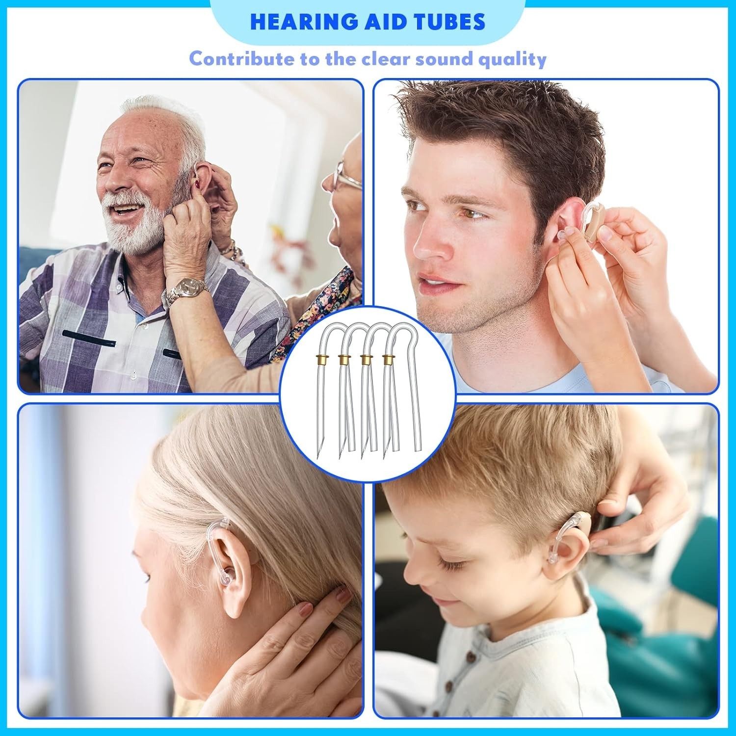 Replacement Hearing Aid Tubes 3.5 x 2 mm 12 Pcs Earmold with Gold Lock