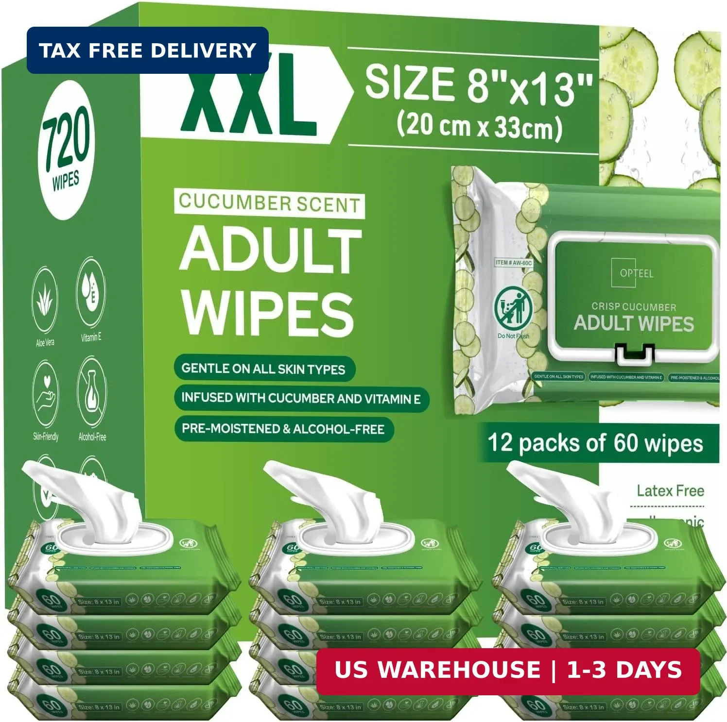 Adult Wipes Extra Large Scented – Skin-Friendly Incontinence Wet Wipes for Adult