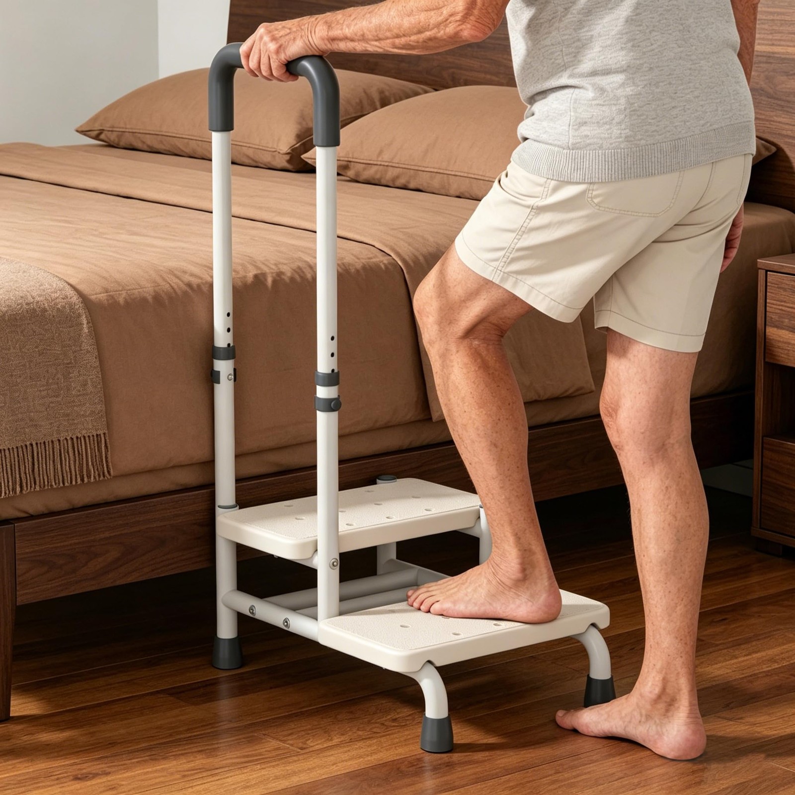 Step Stool with Handle and Non-Skid Platform, Heavy Duty 2 Steps Medical Foot…