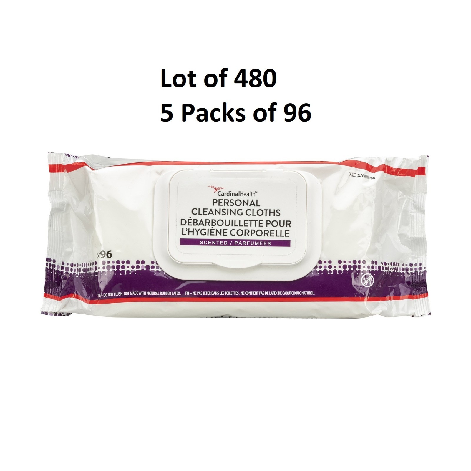 Cardinal Personal Cleansing Wipe Unscented Adult Cloth Wipes 9 x 13, 480 Wipes