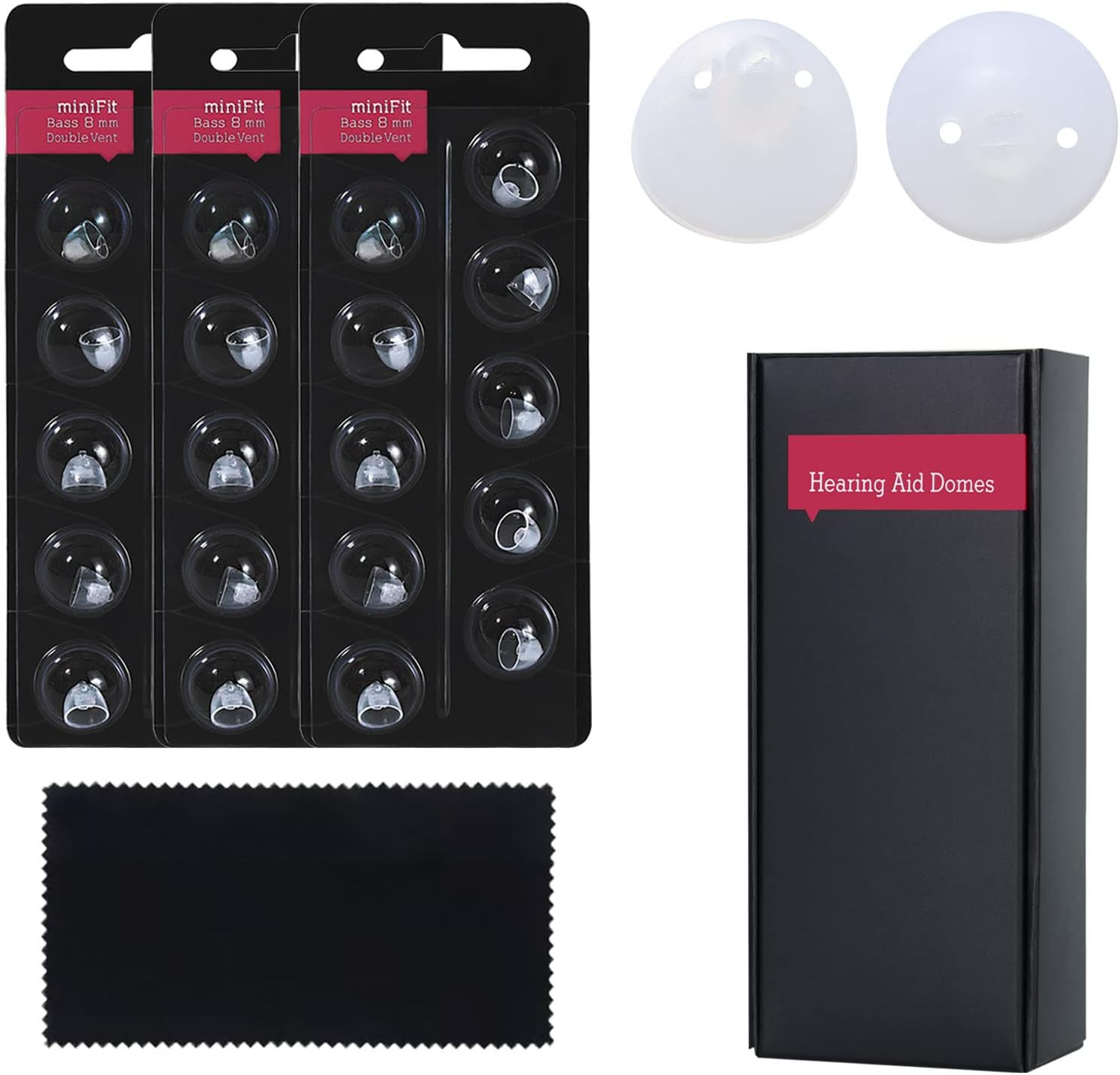 Hearing Aid Domes for Oticon Minifit Double Vent Bass Domes: 3 Packs (8Mm),Unive